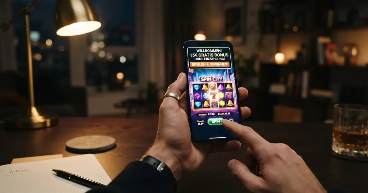 Casino-Bonus-Konzept mit Euro-Betrag und Bonussymbolen, dargestellt als digitales Interface