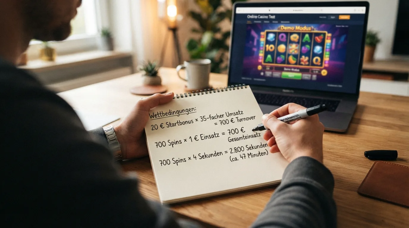Infografik zur Berechnung realer Bonuswerte und Umsatzbedingungen bei deutschen Online-Casinos