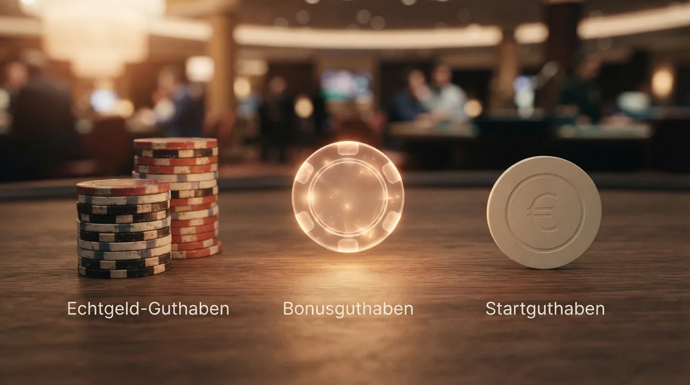 Übersicht der drei Guthaben-Formen im Online-Casino mit klaren Abgrenzungen