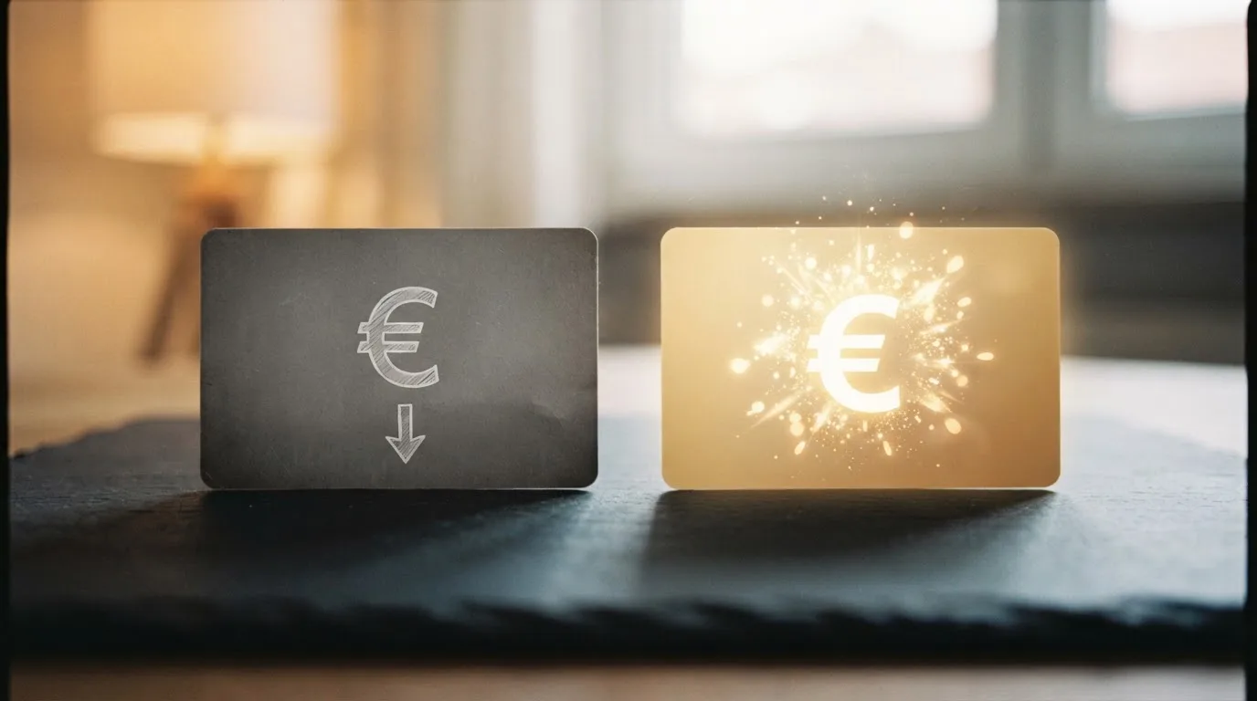 Zwei nebeneinander liegende Casino-Bonus-Karten, links grau markiert mit Einzahlungssymbol, rechts leuchtend hervorgehoben ohne Einzahlung