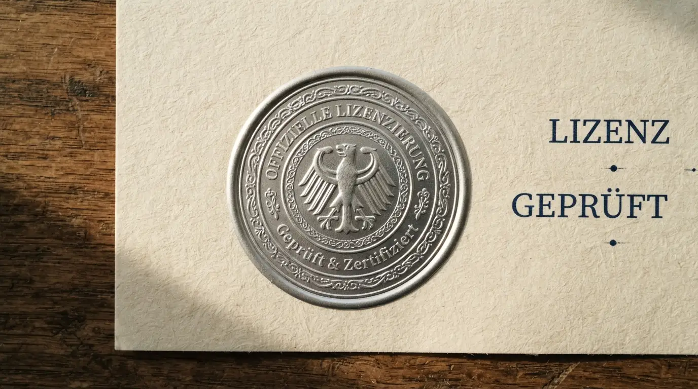 Offizinelle GGL-Lizenzplakette mit Siegel auf einer Casino-Startseite in Deutschland