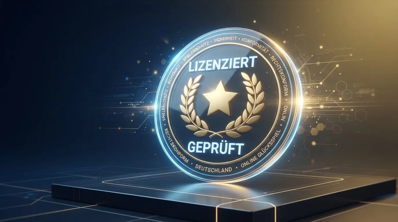 Symbolische Darstellung von Glücksspiel-Gesetzestext mit deutschem Bundesadler und GGL-Siegel