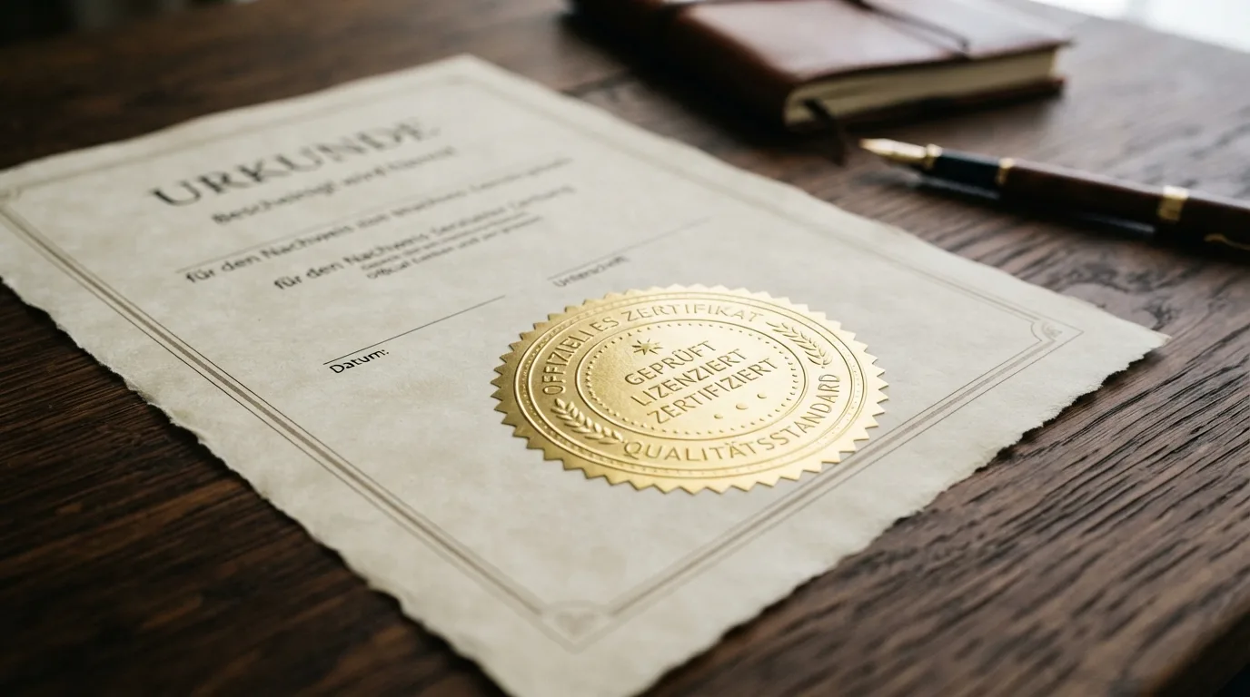 Justitia mit Waage vor deutschem Bundesadler und Spielkarte Darstellung