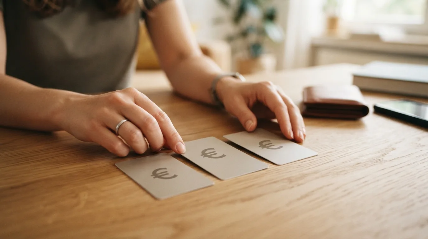 Zusammenstellung von Prepaid-Karten (Paysafecard und Neosurf) neben Wallet-Icons auf neutralem Untergrund