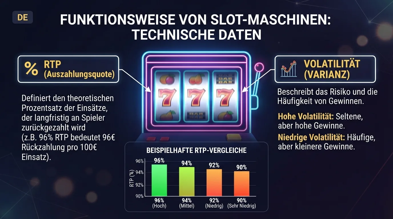 Abstrakte Grafik zu einer Spielautomaten-Schnittstelle mit Auszahlungsdaten und Gewinnwahrscheinlichkeiten