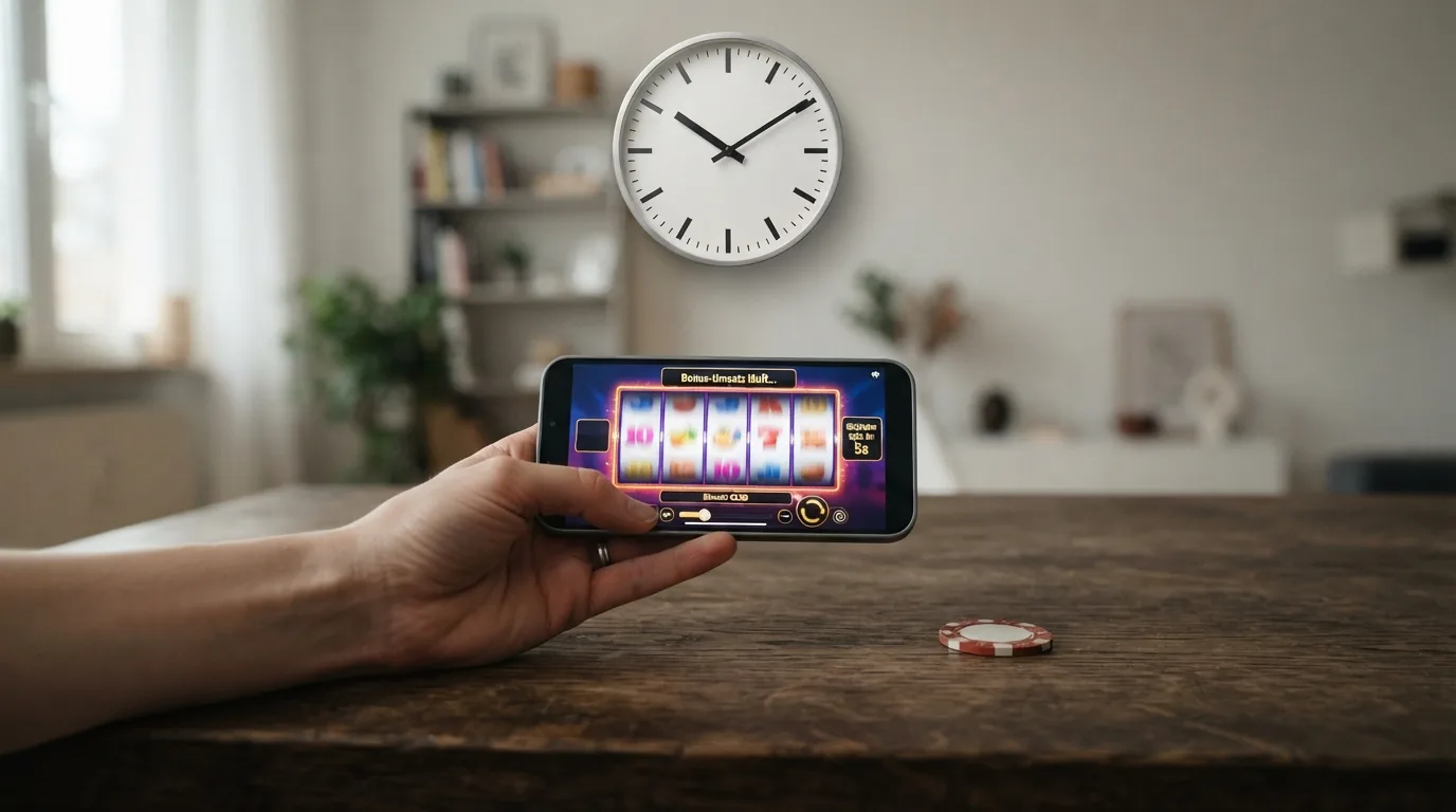 Darstellung eines Spin-Counters mit Zeitstempel und Einsatzhöhe als zentrale Steuergrößen beim Bonus-Umsatz