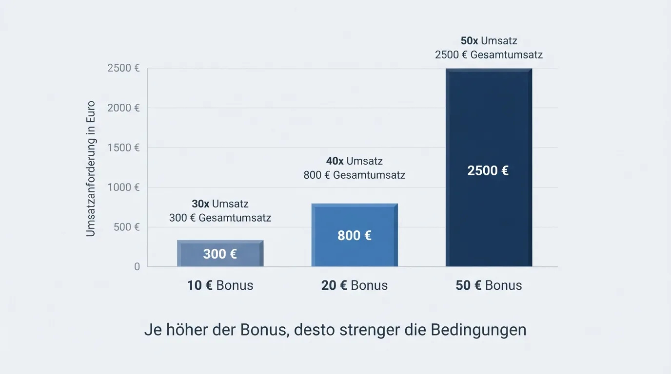 Visualisierung der Umsatzbedingungen bei einem Online Casino Bonus