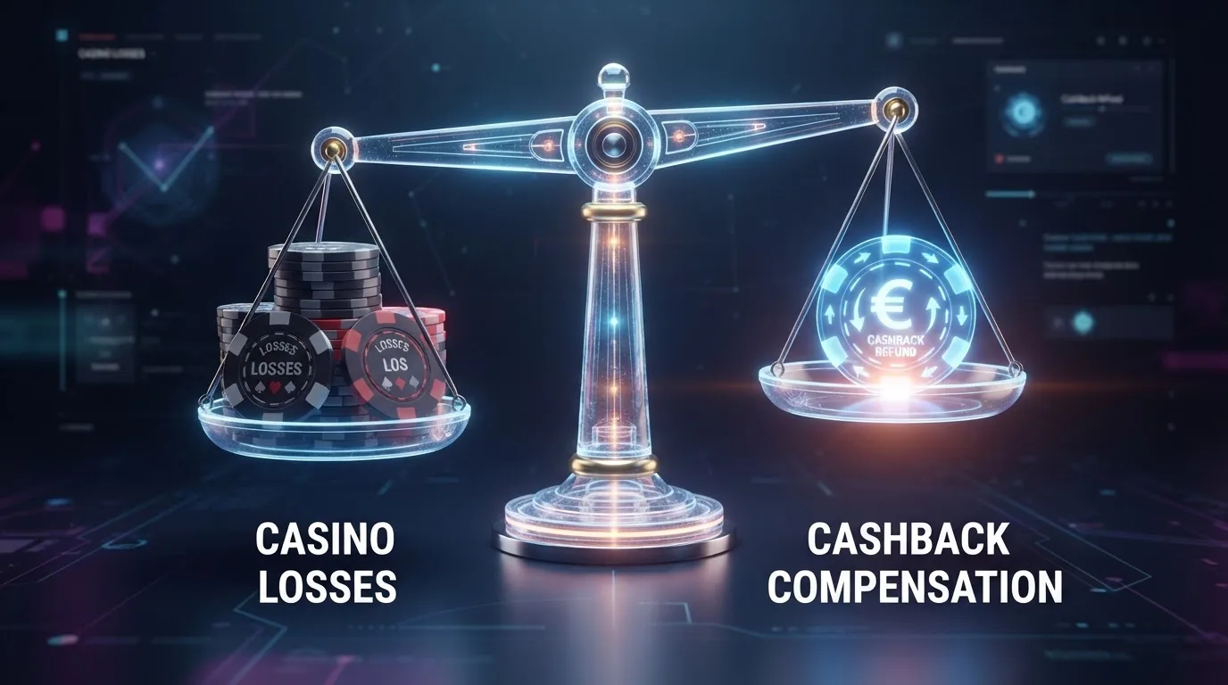 Konzeptgrafik eines Verlustausgleichs mit Cashback-Modellen im Online-Casino